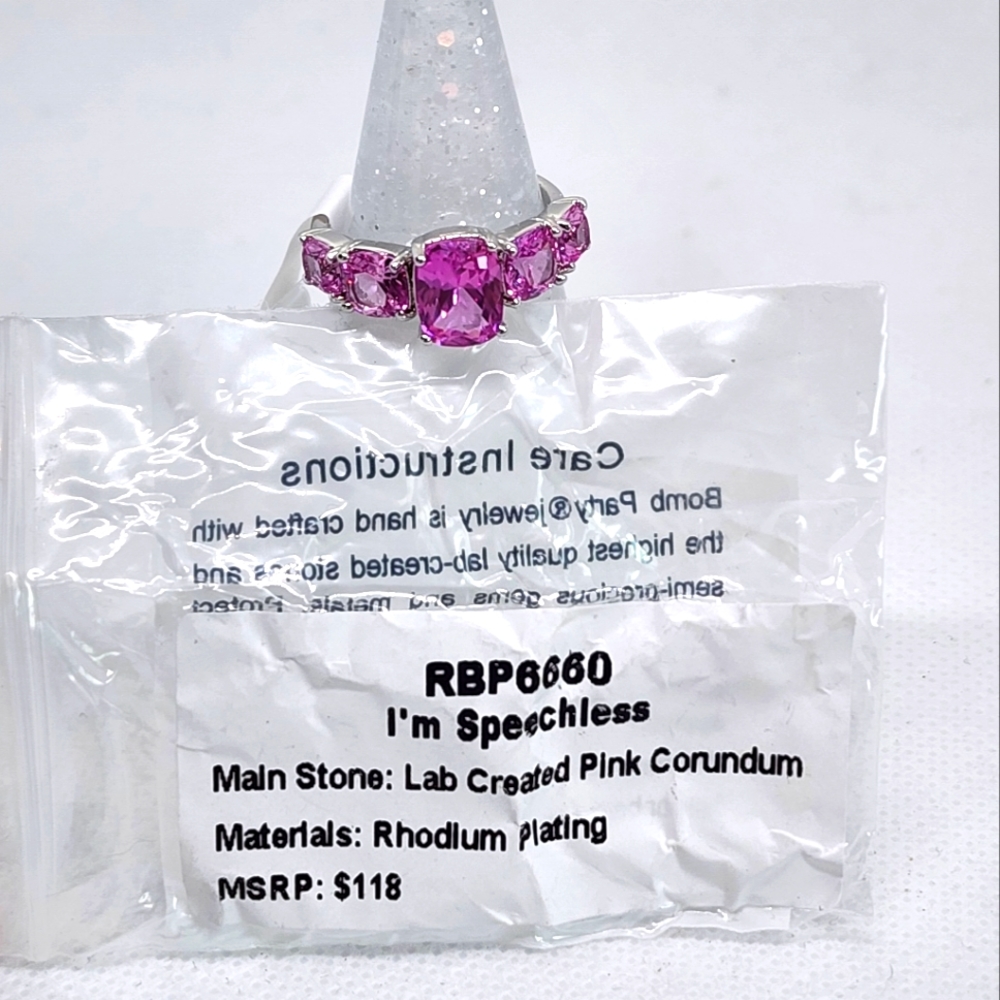Bomb Party Pink Corundum Ring Size 6